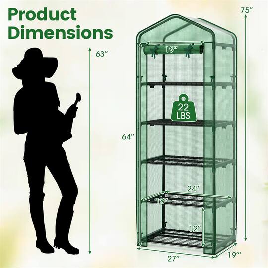 Costway 27" x 19" x 75" Mini Greenhouse with 5 Tier Shelves